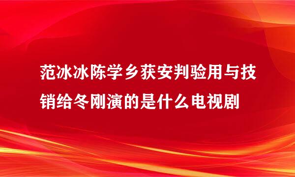 范冰冰陈学乡获安判验用与技销给冬刚演的是什么电视剧