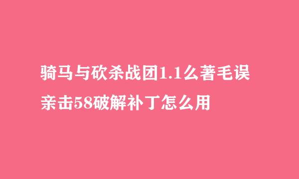 骑马与砍杀战团1.1么著毛误亲击58破解补丁怎么用