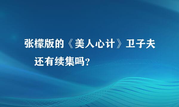 张檬版的《美人心计》卫子夫 还有续集吗？