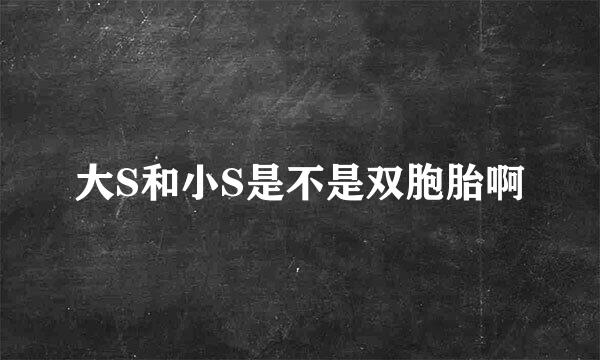 大S和小S是不是双胞胎啊