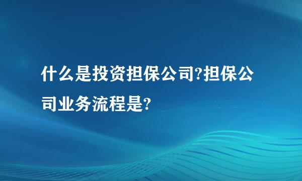 什么是投资担保公司?担保公司业务流程是?