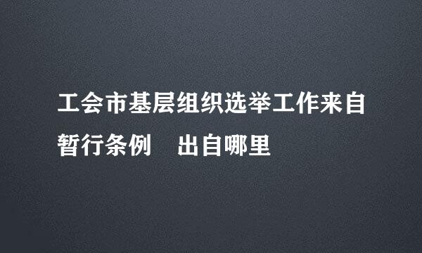 工会市基层组织选举工作来自暂行条例 出自哪里