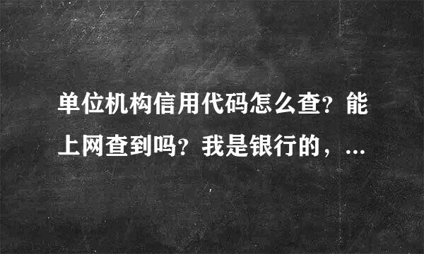 单位机构信用代码怎么查？能上网查到吗？我是银行的，求大虾赐教