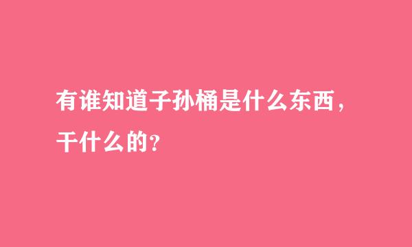 有谁知道子孙桶是什么东西，干什么的？