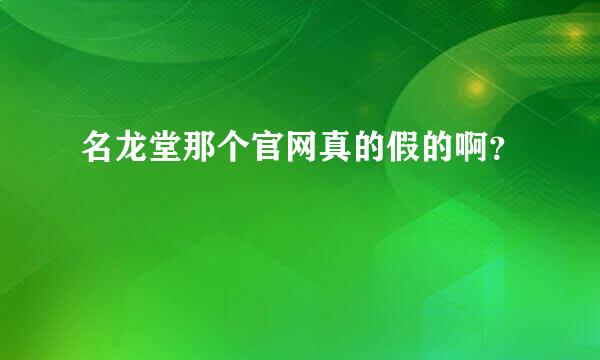 名龙堂那个官网真的假的啊？