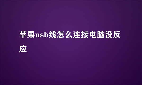 苹果usb线怎么连接电脑没反应