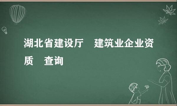 湖北省建设厅 建筑业企业资质 查询