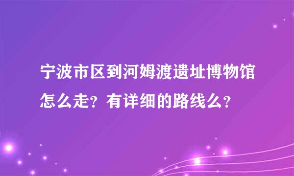 宁波市区到河姆渡遗址博物馆怎么走？有详细的路线么？