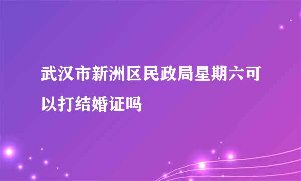 武汉市新洲区民政局星期六可以打结婚证吗