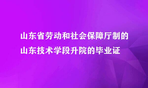 山东省劳动和社会保障厅制的山东技术学段升院的毕业证