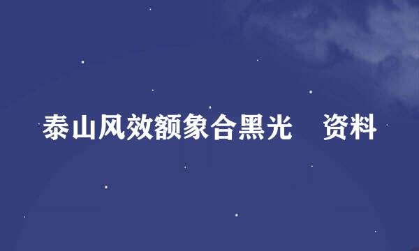 泰山风效额象合黑光 资料