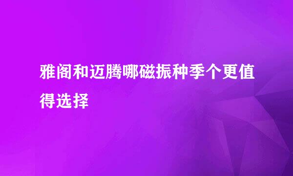 雅阁和迈腾哪磁振种季个更值得选择