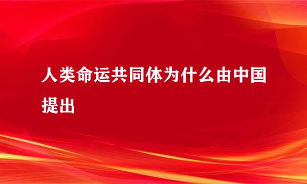 人类命运共同体为什么由中国提出