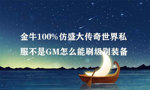 金牛100%仿盛大传奇世界私服不是GM怎么能刷级别装备