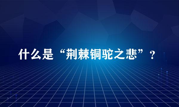 什么是“荆棘铜驼之悲”？