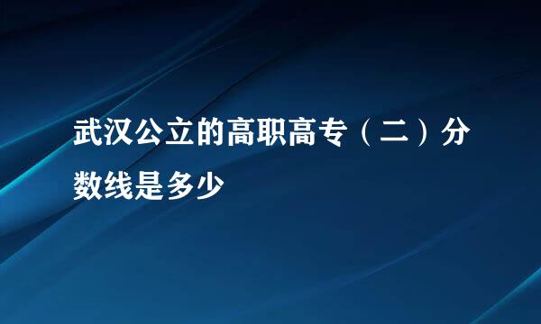 武汉公立的高职高专（二）分数线是多少