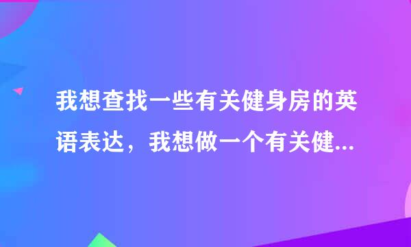 我想查找一些有关健身房的英语表达，我想做一个有关健身房的英文介绍！