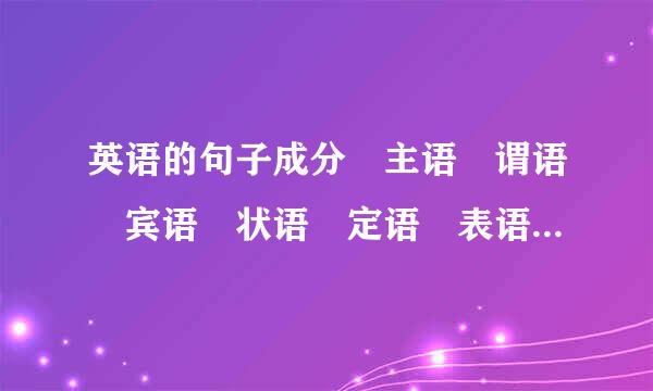 英语的句子成分 主语 谓语 宾语 状语 定语 表语 补语 这些叫句子成分 另外 介词短语 前置修饰语 后置修饰