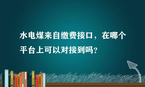 水电煤来自缴费接口，在哪个平台上可以对接到吗？