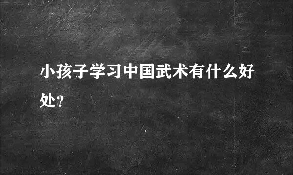 小孩子学习中国武术有什么好处？