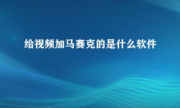 给视频加马赛克的是什么软件