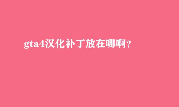 gta4汉化补丁放在哪啊？