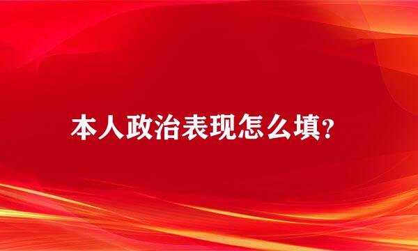 本人政治表现怎么填？