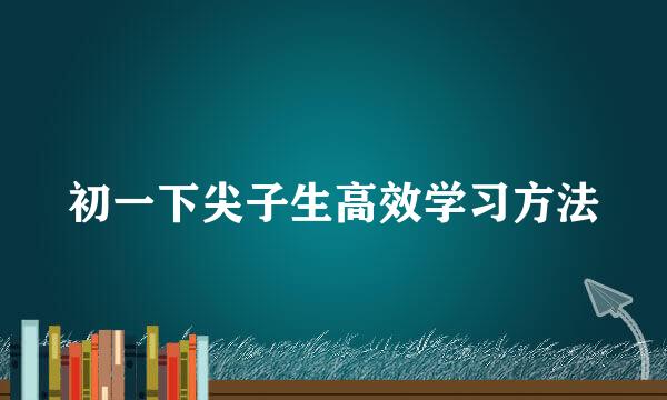 初一下尖子生高效学习方法