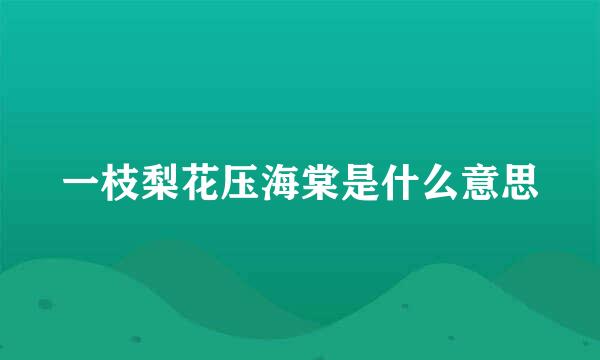 一枝梨花压海棠是什么意思