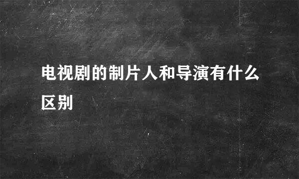 电视剧的制片人和导演有什么区别