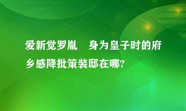 爱新觉罗胤裪身为皇子时的府乡感降批策装邸在哪?