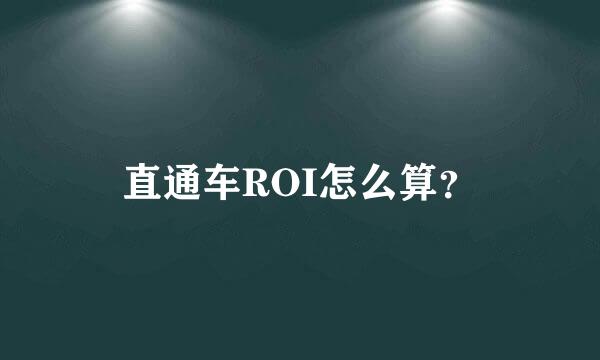 直通车ROI怎么算？