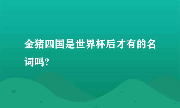 金猪四国是世界杯后才有的名词吗?