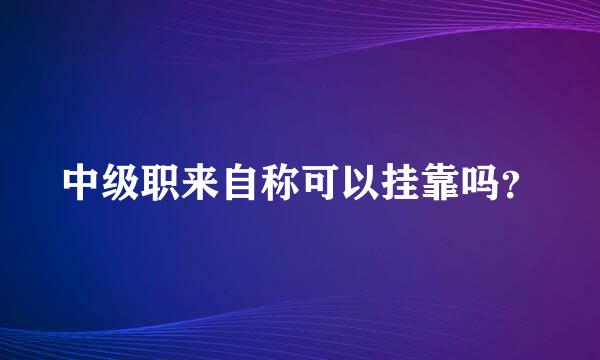 中级职来自称可以挂靠吗？