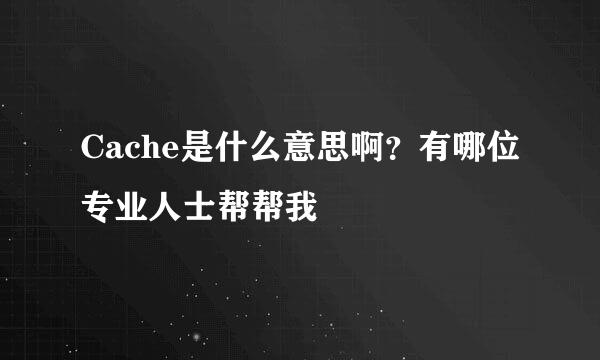 Cache是什么意思啊？有哪位专业人士帮帮我