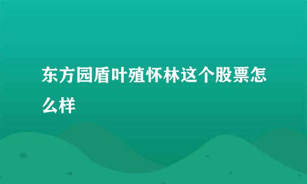 东方园盾叶殖怀林这个股票怎么样