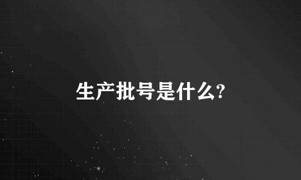 生产批号是什么?