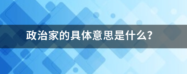 政治家的具体意思是什么？