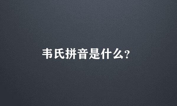 韦氏拼音是什么？