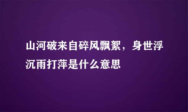 山河破来自碎风飘絮，身世浮沉雨打萍是什么意思