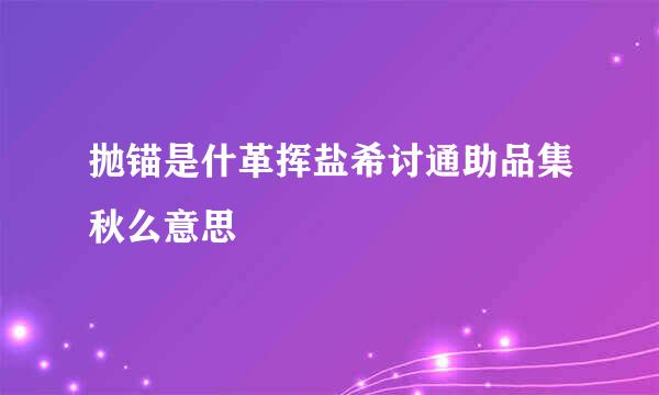 抛锚是什革挥盐希讨通助品集秋么意思