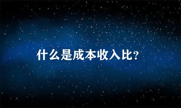 什么是成本收入比？