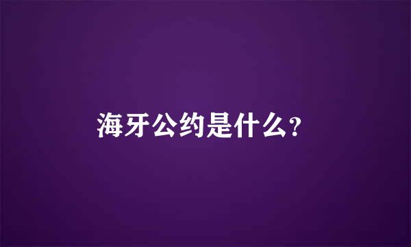 海牙公约是什么？