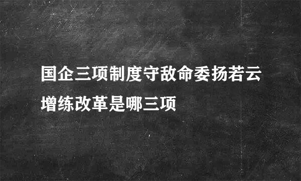 国企三项制度守敌命委扬若云增练改革是哪三项