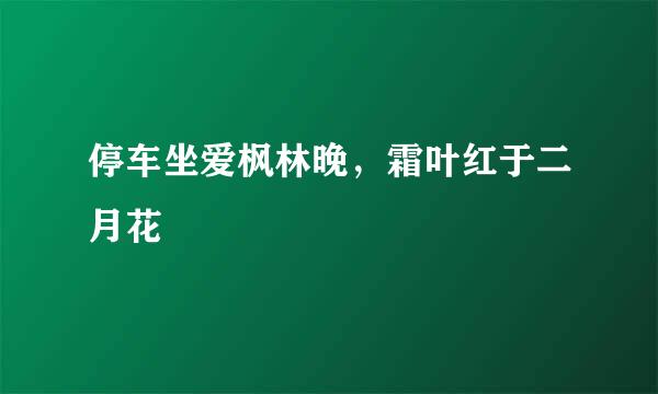 停车坐爱枫林晚，霜叶红于二月花