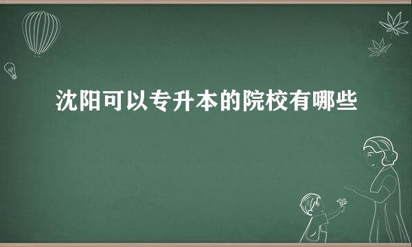 沈阳可以专升本的院校有哪些