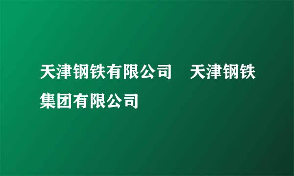 天津钢铁有限公司 天津钢铁集团有限公司