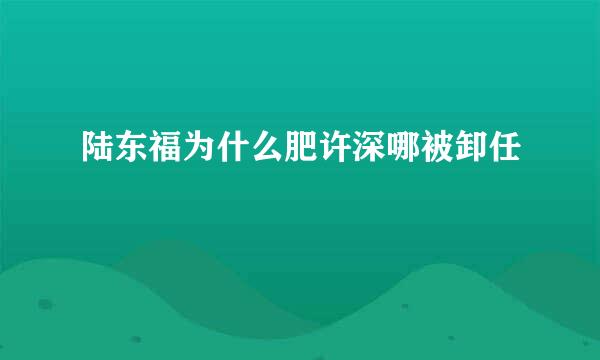 陆东福为什么肥许深哪被卸任