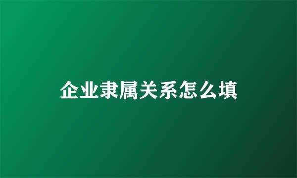 企业隶属关系怎么填