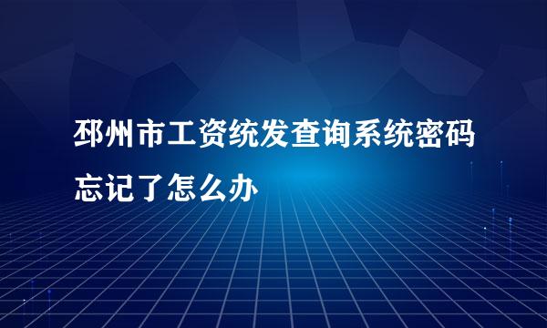 邳州市工资统发查询系统密码忘记了怎么办